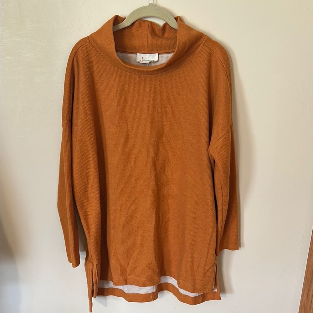Anthropologie High-neck Tunic Sweater Beige Tan Size L - Picture 3 of 10